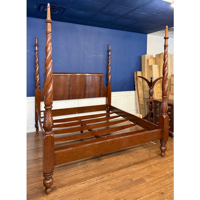 2020s Traditional King Size Mahogany Plantation Poster Bed by Leighton Hall - Showroom Sample For Sale - Image 5 of 16