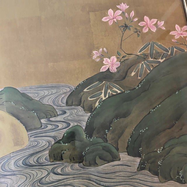 20th Century Quadriptych Japanese Framed Wallpaper Panels For Sale - Image 9 of 12