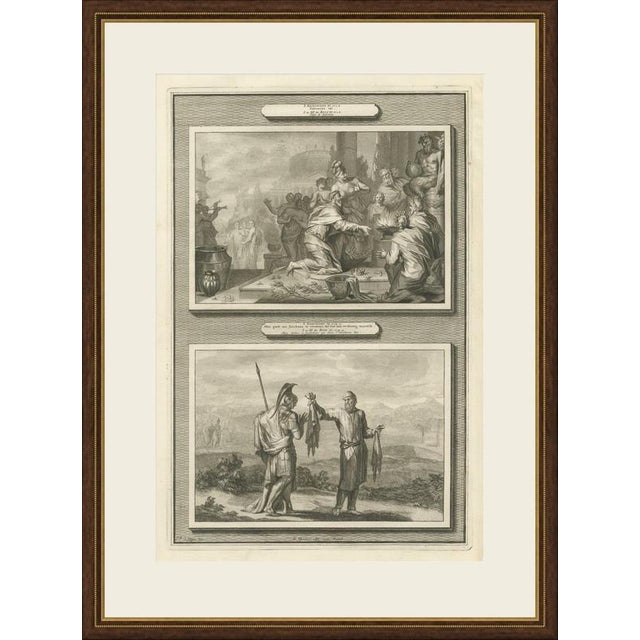 This original copperplate engraving from Pieter Mortier's illustrated Bible, Amsterdam circa 1700, shows two biblical...