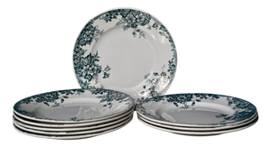 Vintage Flat Plates Service, 1920s, Set of 9