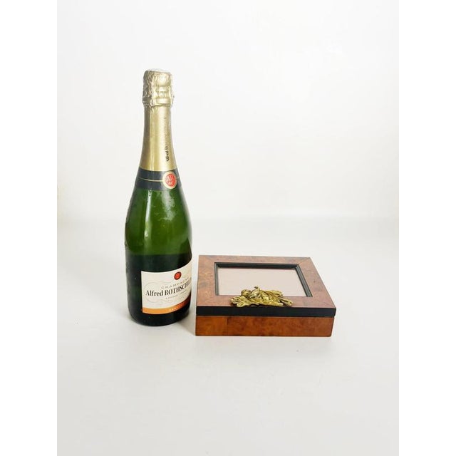 Hollywood Regency 20th Century Brass, Glass and Burl Wood Box, France For Sale - Image 3 of 15