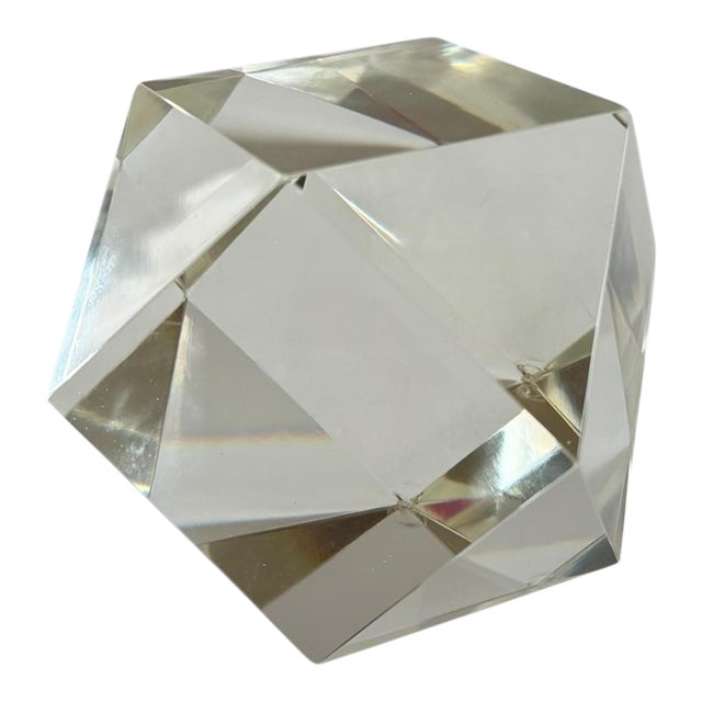Vintage Geometric Crystal Paperweight - 5” For Sale