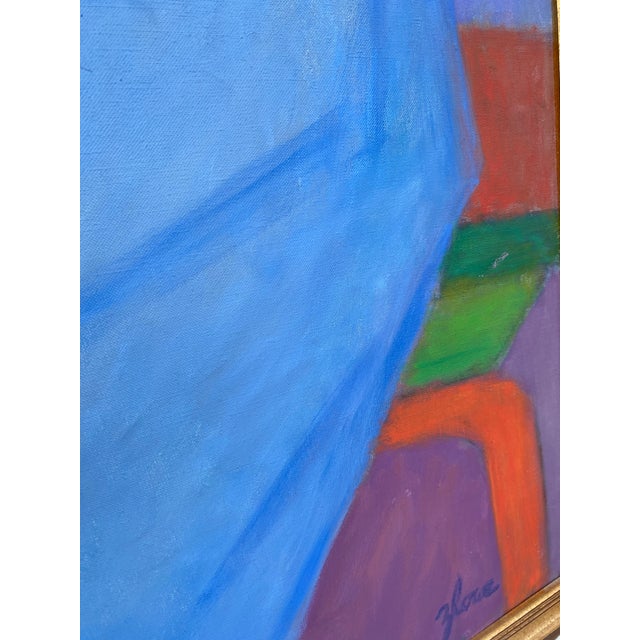 Blue Original Mid 20th Century Figurative Oil Painting by Florence Zlowe (1902-1992) For Sale - Image 8 of 12