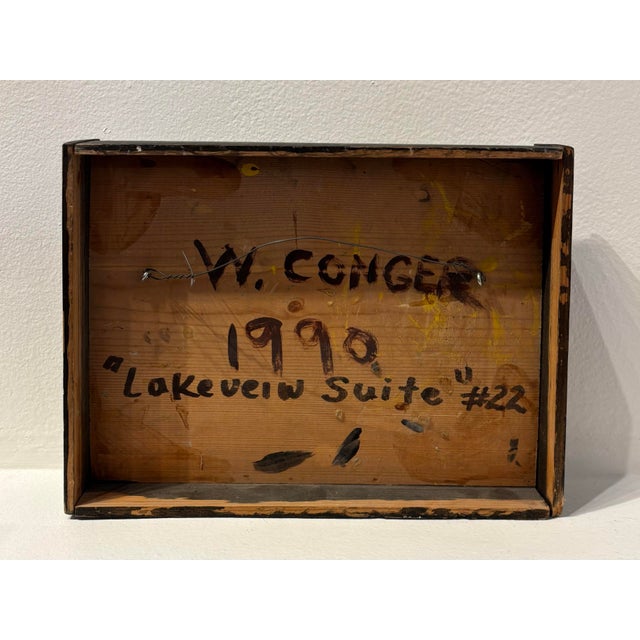Abstract Vintage Abstract Post Modern Oil Painting on Wood by William Conger For Sale - Image 3 of 4