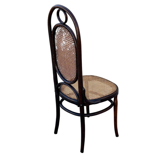 Late 19th Century Vienna Secession Bent Oak & Cane High Back Side Chair No. 17 Attributed to Thonet For Sale - Image 4 of 6