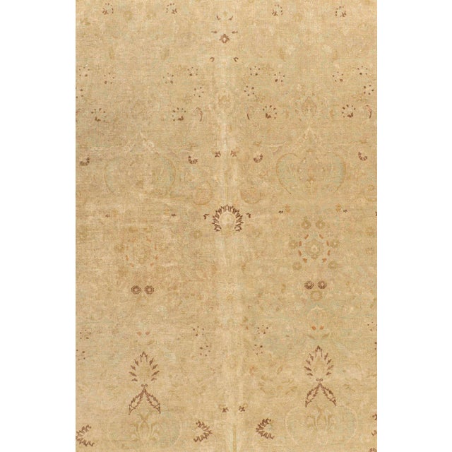 Antique Circa 1920 Tan Meshad Hand Knotted Rug 9ft 11in X 13ft 2in For Sale - Image 4 of 15