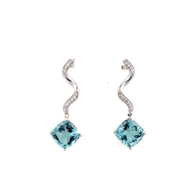 Natural Finely Faceted Quality Aquamarine Diamond Earrings 14k Gold 8.15 TCW Certified $4,950 111528 This is a Unique...