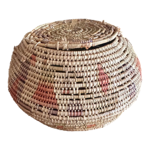 Hand-Woven Native American Horsehair Lidded Basket