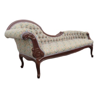 French Hand Carved Mahogany Chaise Lounge 6251 For Sale