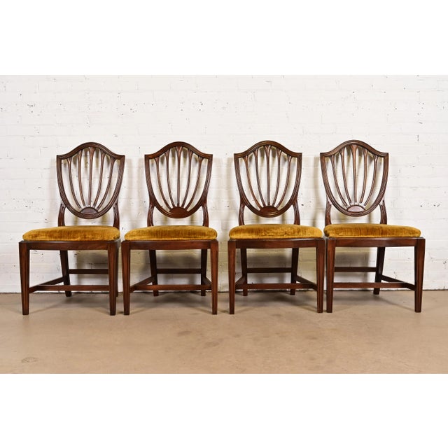 Ethan Allen Federal Mahogany Shield Back Side Chairs or Dining Chairs, Set of Four For Sale - Image 14 of 14