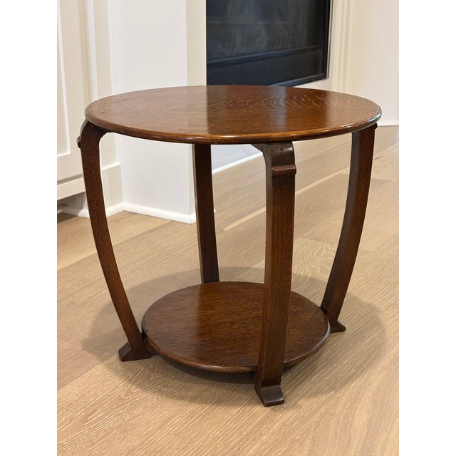 Antique 1930s American Art Deco Oak Side Table For Sale - Image 10 of 15