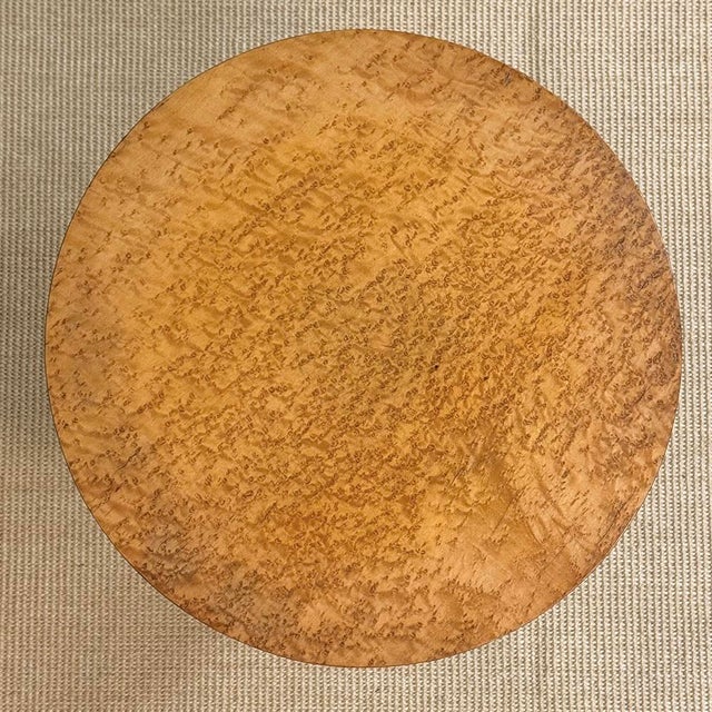 French Art Deco Period Empire Style Round End Table With Birdseye Maple Top For Sale - Image 18 of 18