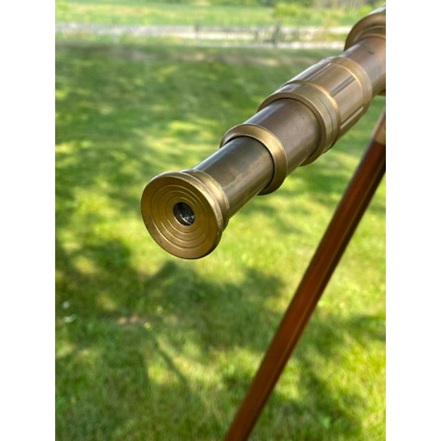 Mid-Century Modern Vintage Fluted Wood and Brass Telescope For Sale - Image 3 of 18