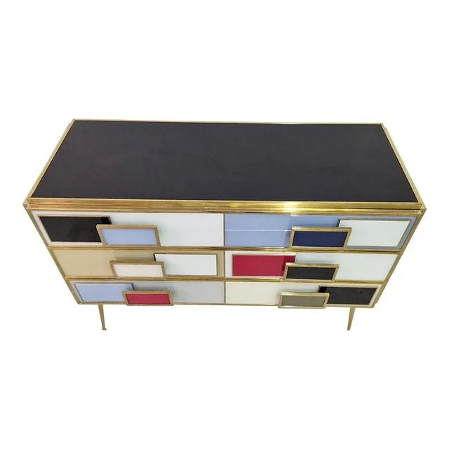 Commode with 3 Glass Drawers, 1990s For Sale - Image 4 of 8