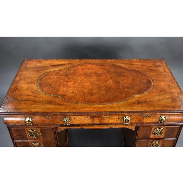 1920s Vintage Figured Walnut Pedestal Desk, 1920 For Sale - Image 5 of 12