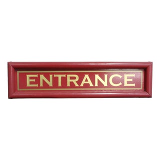 Hand-Painted Red and Gold Leaf Entrance Sign, 1960s For Sale