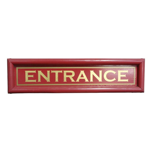 Hand-Painted Red and Gold Leaf Entrance Sign, 1960s For Sale