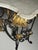 Richly decorated vintage console / side table. Crafted in wrought iron with a Carrara marble top. Gold-colored decoration...