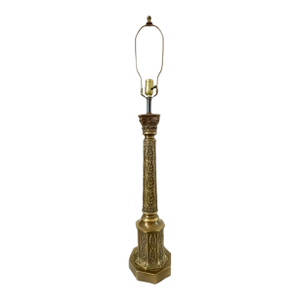 Vintage Cast Brass Neoclassical Hollywood Regency Octagonal Lamp. 1940s.