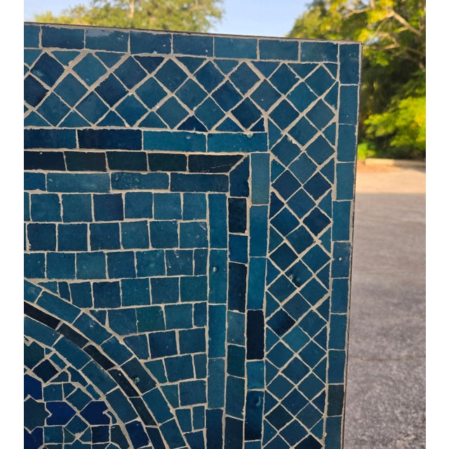2020s Petrol Blue Handmade Moroccan Mosaic Tile Fountain For Sale - Image 5 of 6