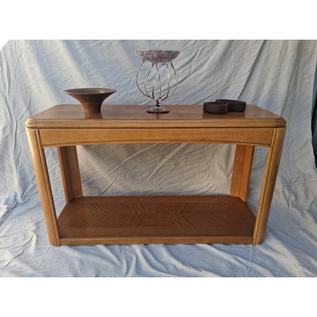 Postmodern 2-Tiered Oak Console / SofaTable For Sale - Image 9 of 12