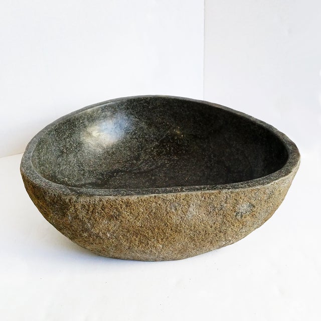 2020s Indonesian River Stone Bowl / Basin, Contemporary For Sale - Image 5 of 11