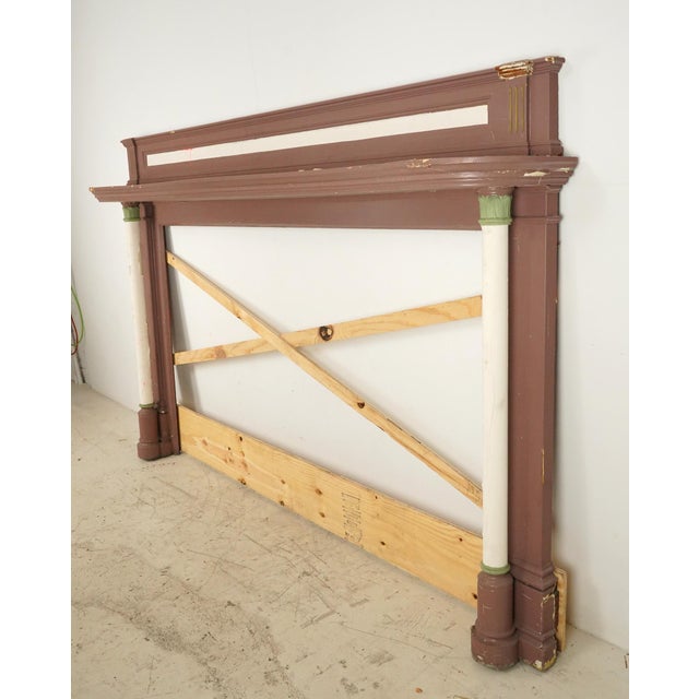 Colonial Revival Painted Wood Pilaster Mantel For Sale - Image 4 of 11