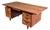 1960s Jens Risom 72” Executive Walnut Double Pedestal Desk W/Custon Center Drawer, Restored Top For Sale