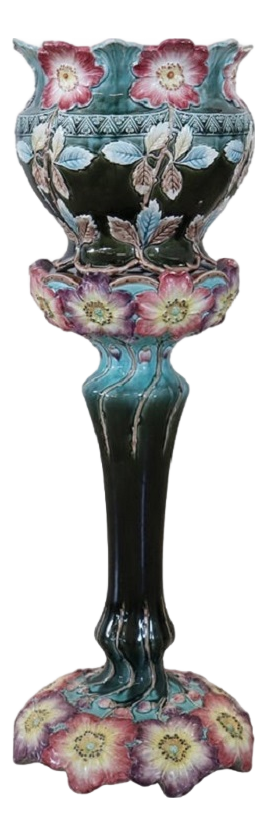 Art Nouevau Ceramic Vase with Column