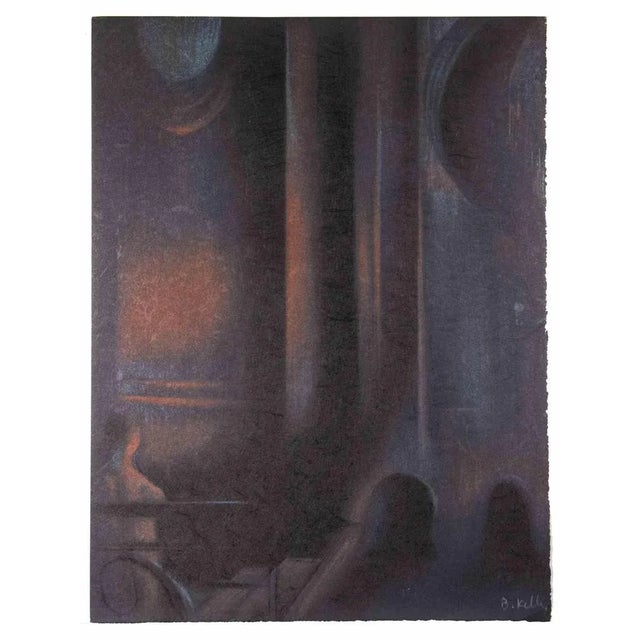 Interior with night vision is an original mixed media, realized by Bernadette Kelly in about 1980 s. Hand signed on the...