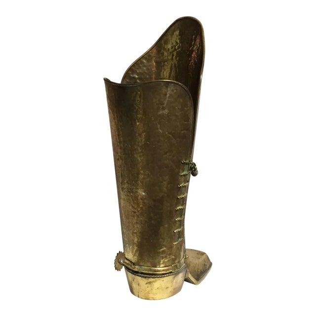 Italian Patinated Brass Boot Shaped Umbrella Stand, Italy, 1960s For Sale - Image 3 of 5