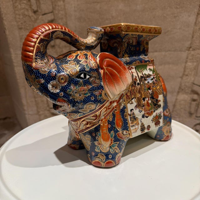 Japanese Porcelain Satsuma Style Elephant Figures For Sale In San Diego - Image 6 of 18