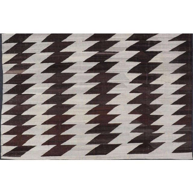 Brown Modern Kilim With Browns and White by Keivan Woven Arts 7'9 X 9'8 For Sale - Image 8 of 11