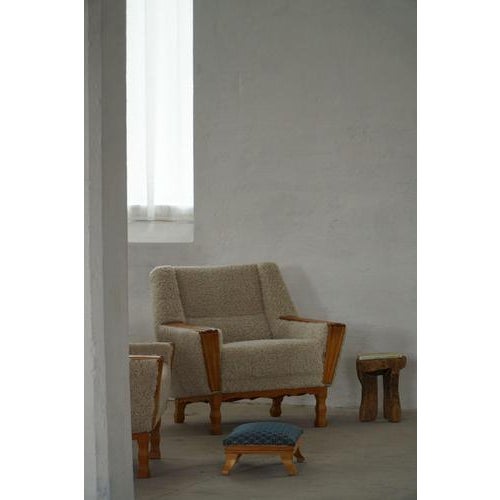 Danish Modern Easy Chairs in Oak & Lambswool by Henning Kjærnulf, 1960s, Set of 2 For Sale - Image 13 of 17