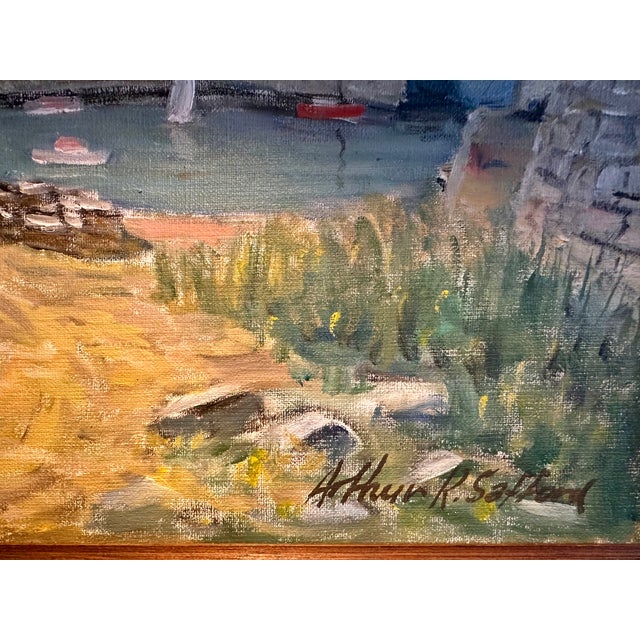 Coastal 1960s Arthur R. Safford Original Oil Painting of New England Coastal Harbor, Gloucester, Massachusetts For Sale - Image 3 of 18