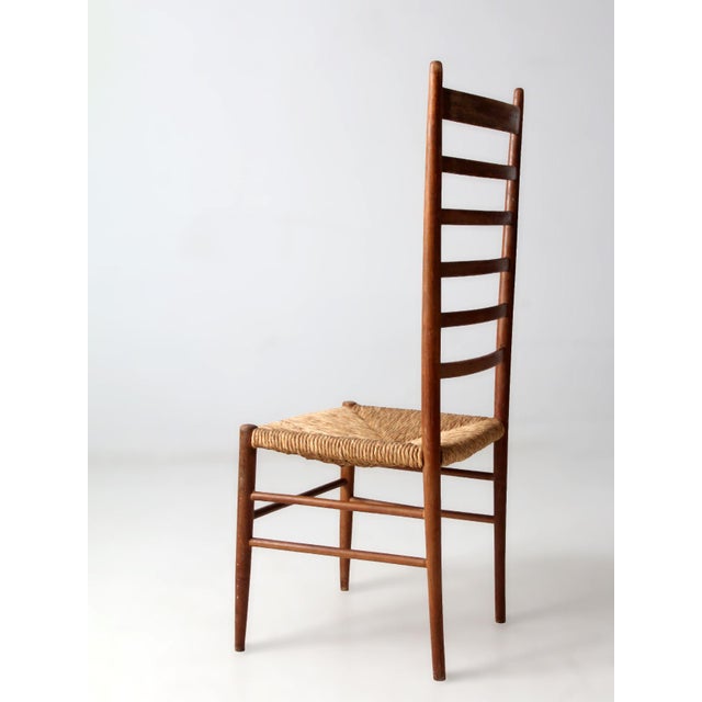 Wood Vintage Ladder Back Rush Seat Chair For Sale - Image 7 of 12