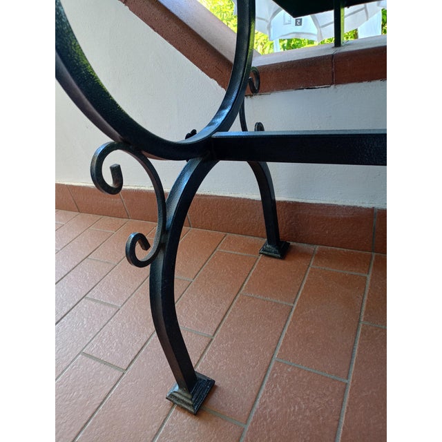 Handcrafted Coffee Table with Hand-Painted Majolica Ceramic Top and a Wrought Iron Base, 2000-2010 For Sale - Image 6 of 10