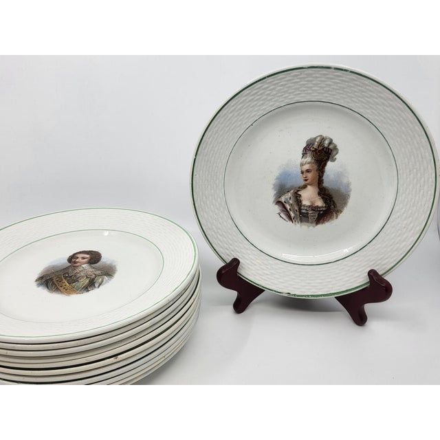 Saint Amand Earthenware Plates King Queens Favorites of France, Set of 12 For Sale - Image 15 of 15