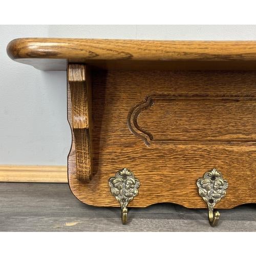 Vintage French Coat Rack in Oak with Hooks For Sale - Image 4 of 11