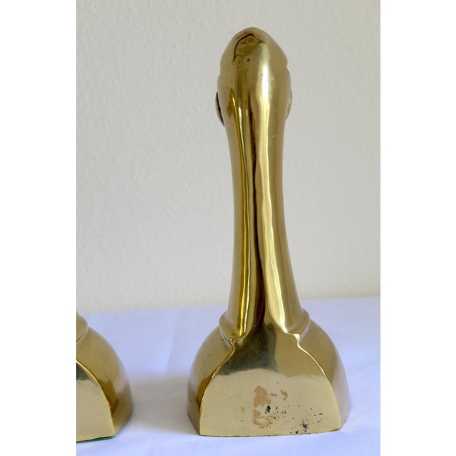 Mid-Century Modern Polished Solid Brass Mallard Duck Head Bookends – A Pair For Sale - Image 11 of 18