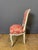 Set of four chairs in off-white painted wood. They rest on four cabriole legs. Upholstery, seat, and backrest in excellent...