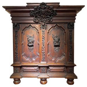 Baroque Monumental Cabinet in Oak, North Germany, 1720s