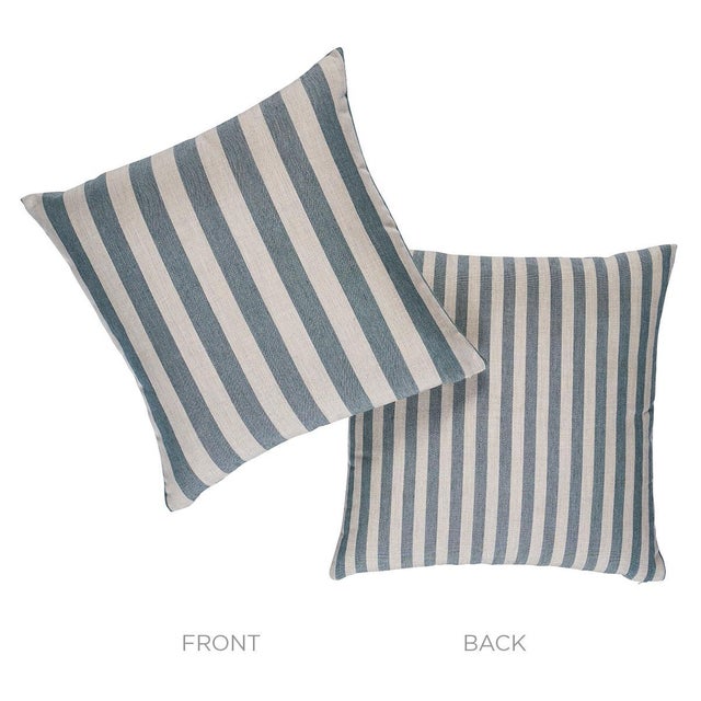 Contemporary Schumacher Hanson I/O Stripe 18" Pillow In Teal For Sale - Image 3 of 5