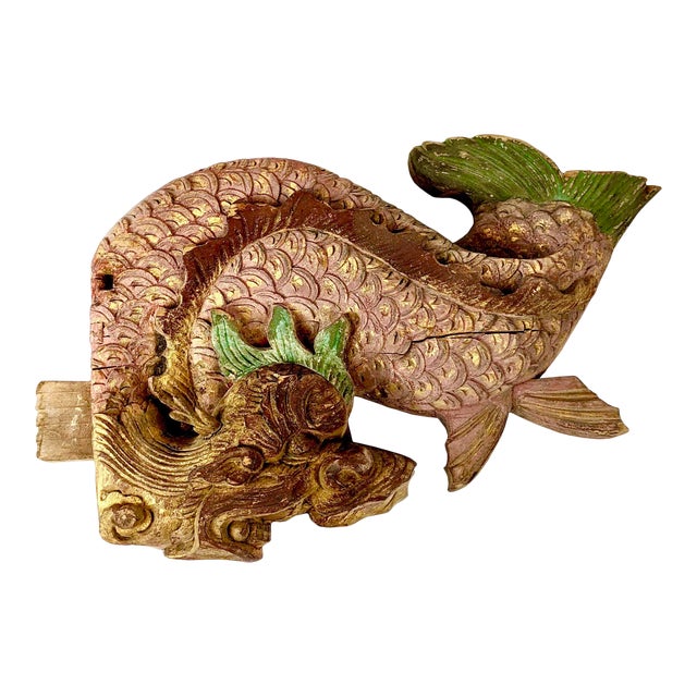 19th Century Chinese Temple Carving of Twisting Dragon For Sale