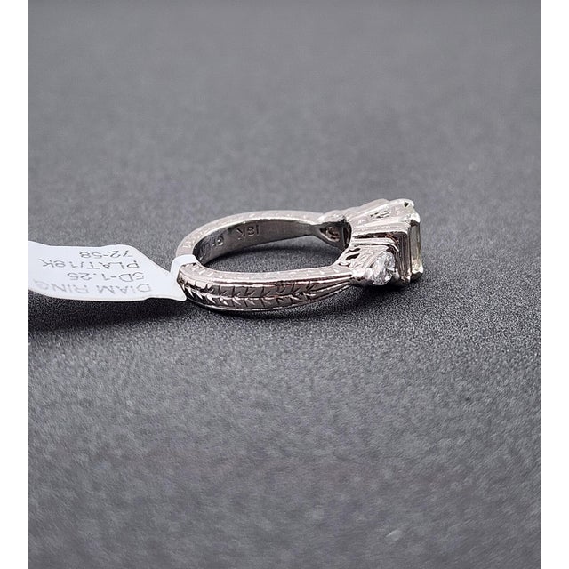Early 21st Century 1.25 Ct Emerald Cut Diamond Ring Size 4.5 For Sale - Image 5 of 10