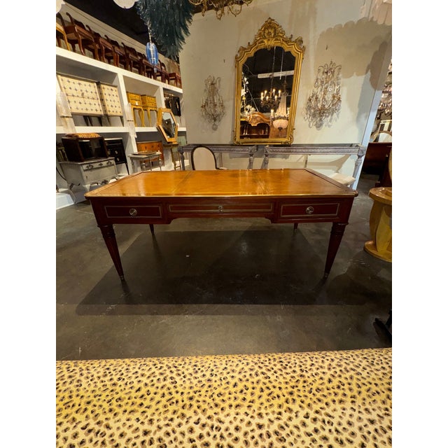 French Large 19th C. French Louis XVI Walnut Bureau Plat For Sale - Image 3 of 11