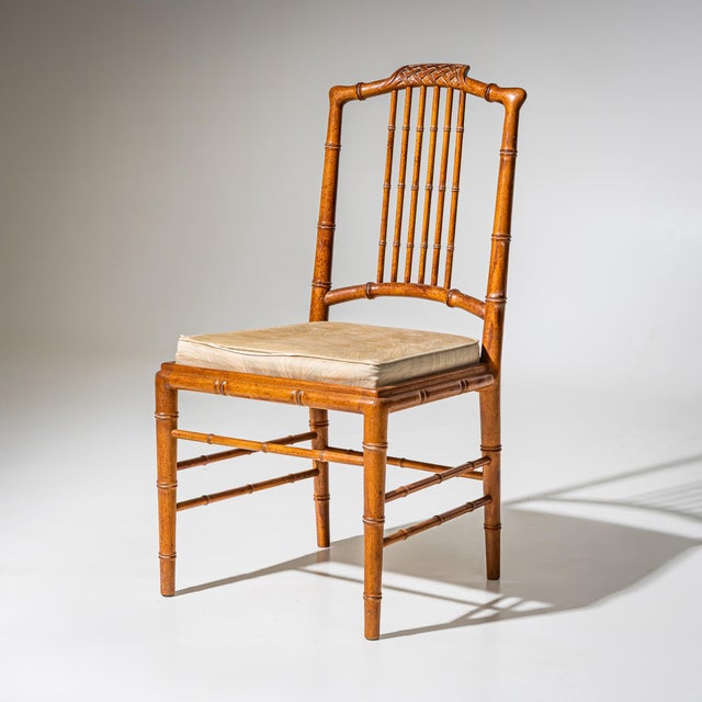 French Faux Bamboo Dining Table with Chairs, 1960s, Set of 5 For Sale - Image 11 of 16