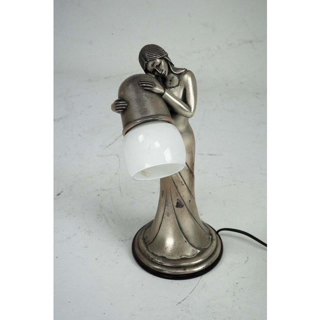 Silver Vermeil Figural Table Lamp with Opaline Glass, Italy, 1960s For Sale - Image 11 of 11