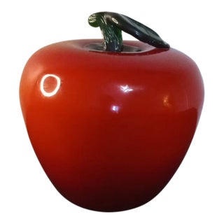 Large 1980s Art Glass Apple Figurine For Sale