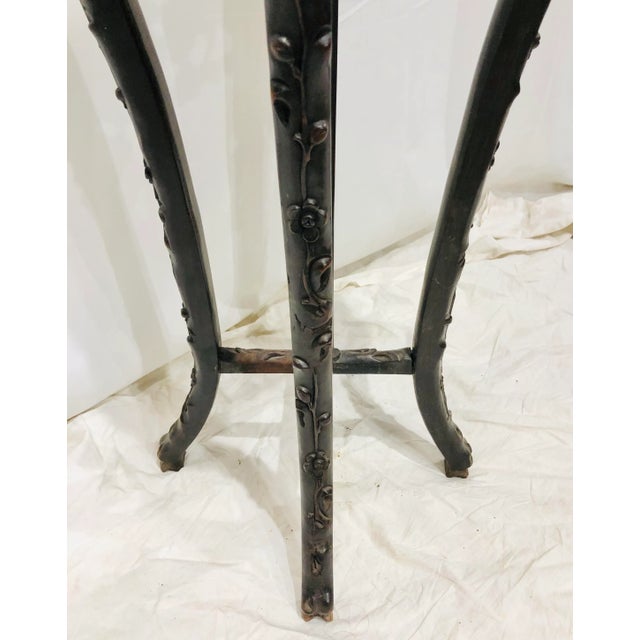 Antique Asian Plant Stand Table With Marble Top For Sale In Raleigh - Image 6 of 9